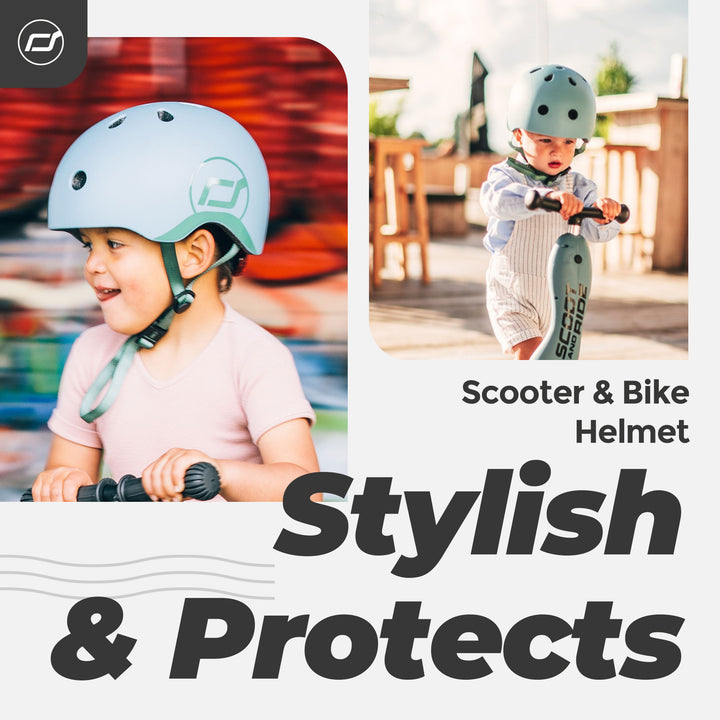 Scoot & Ride Kids Bike and Scooter Helmet with LED Light, S-M, Steel (Open Box)