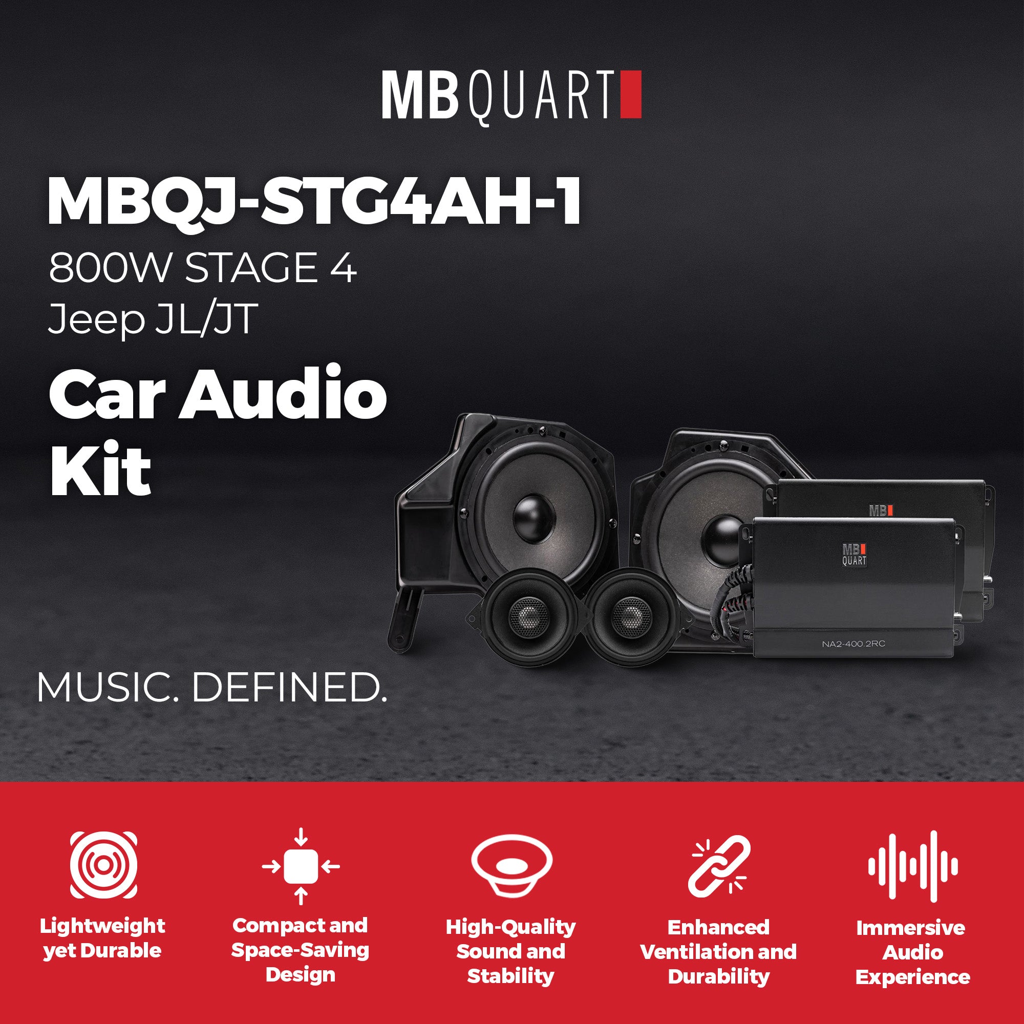 MB Quart Stage 4 Audio System for Jeep Wrangler JL 18-26/Gladiator JT 20-26