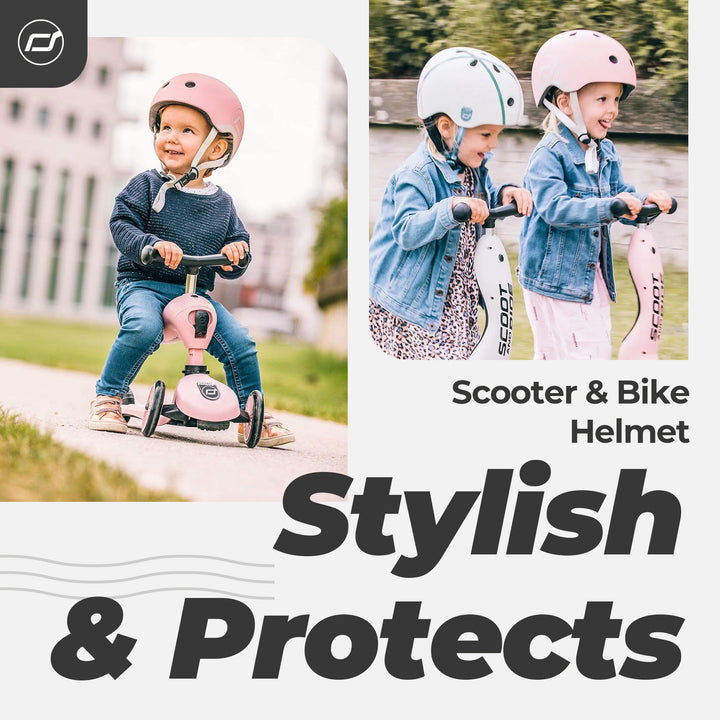 Scoot & Ride Toddler Kids Bike and Scooter Helmet with LED Light, XXS, Rose