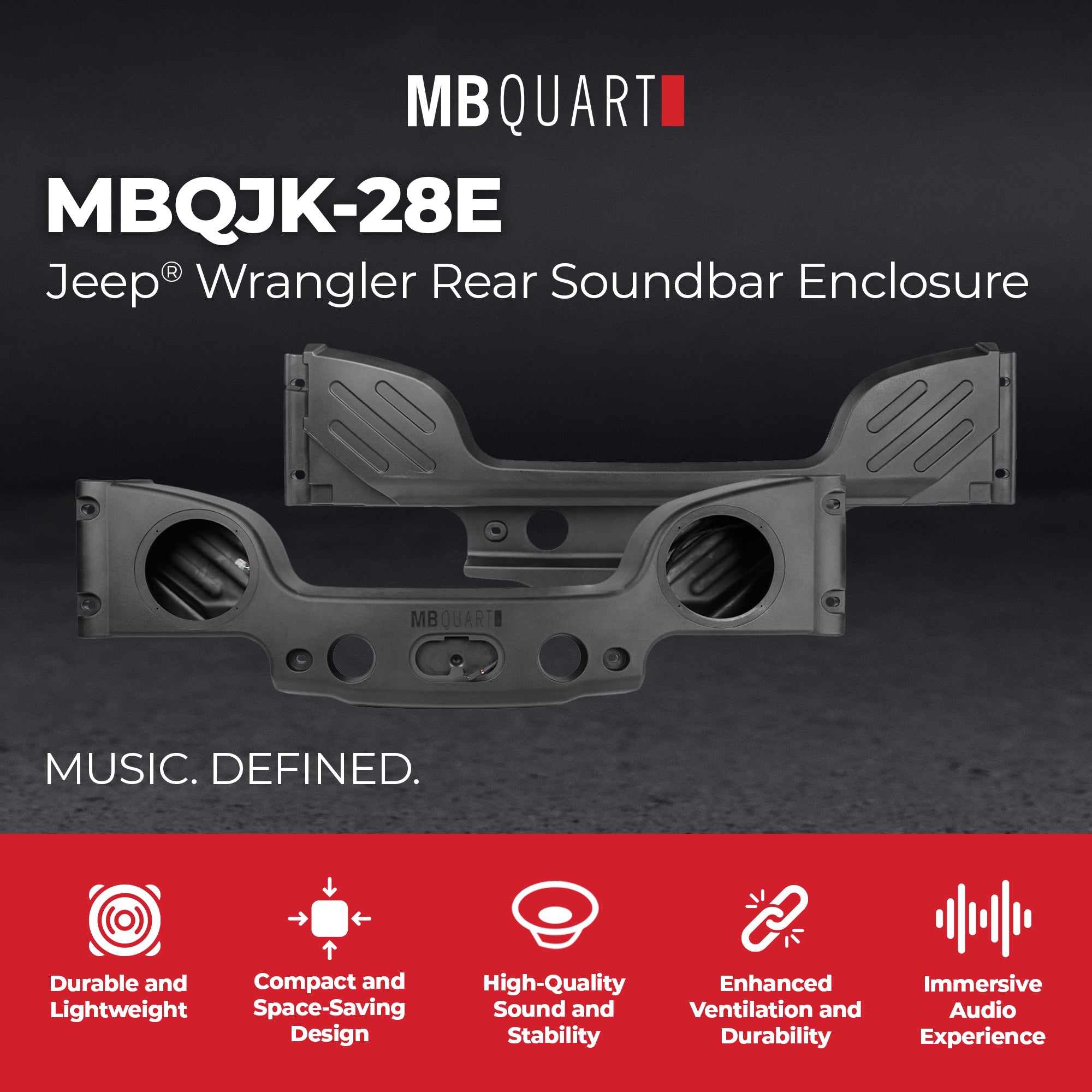 MB Quart Rear Overhead Soundbar Enclosure for 2007-2018 Jeep Wrangler JK