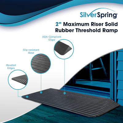 Silver Spring Rubber Threshold Ramp for Wheelchairs, Scooters & More, 2" Rise