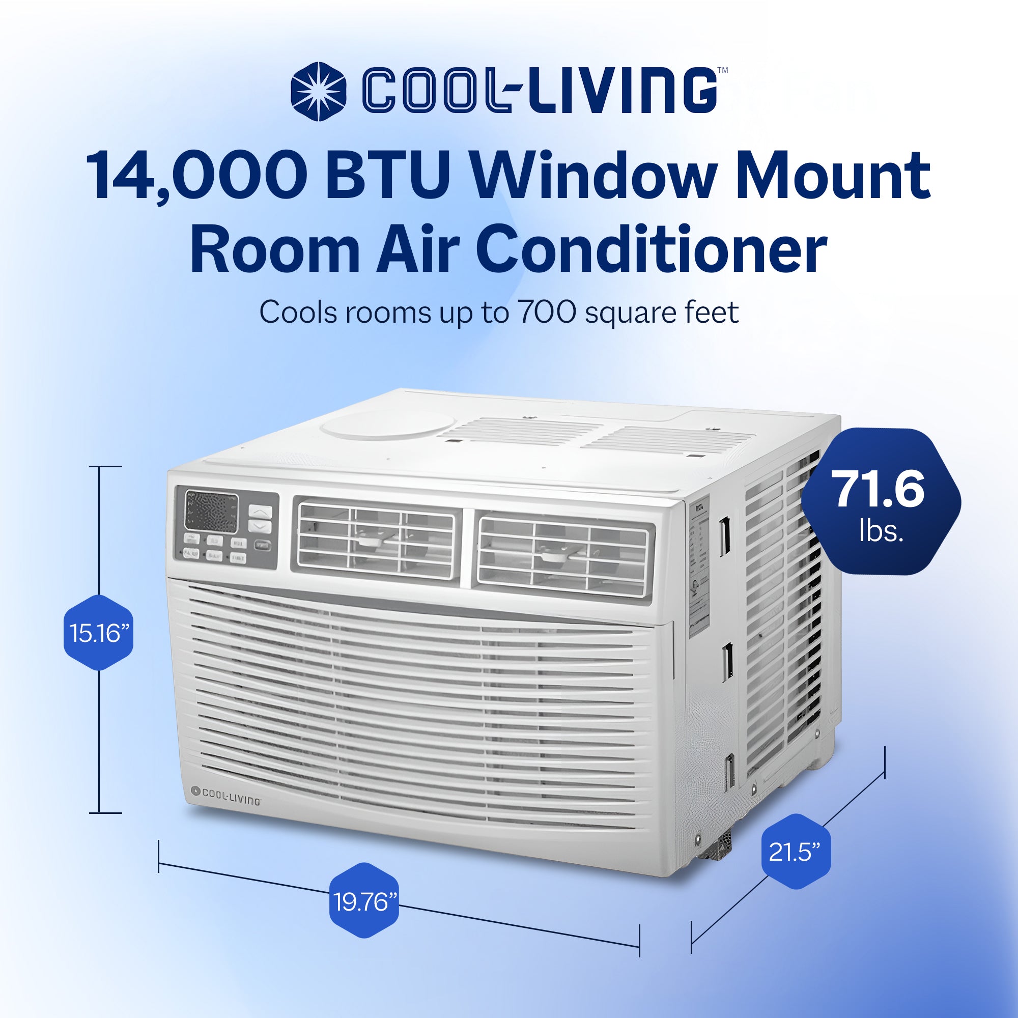 Cool-Living 14,000 BTU Window Mount Room Air Conditioner with Installation Kit