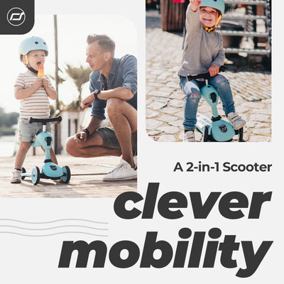 Scoot & Ride 2-in-1 Ride-On Scooter Highwaykick 1 and Kids Helmet XXS, Blueberry - VMInnovations