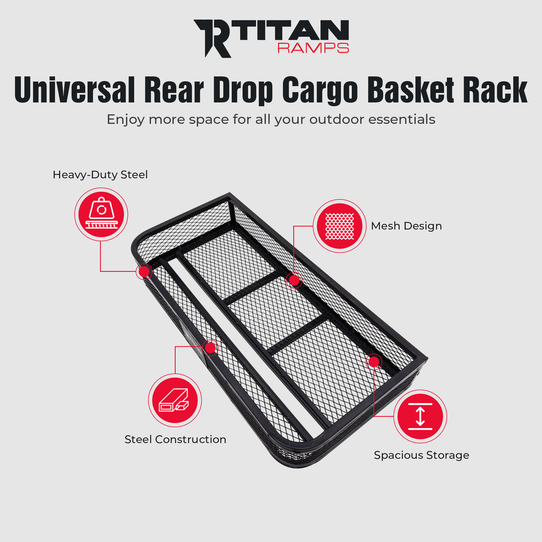 Titan Ramps Universal ATV/UTV Front Cargo Basket Rack with 100 Pound Capacity