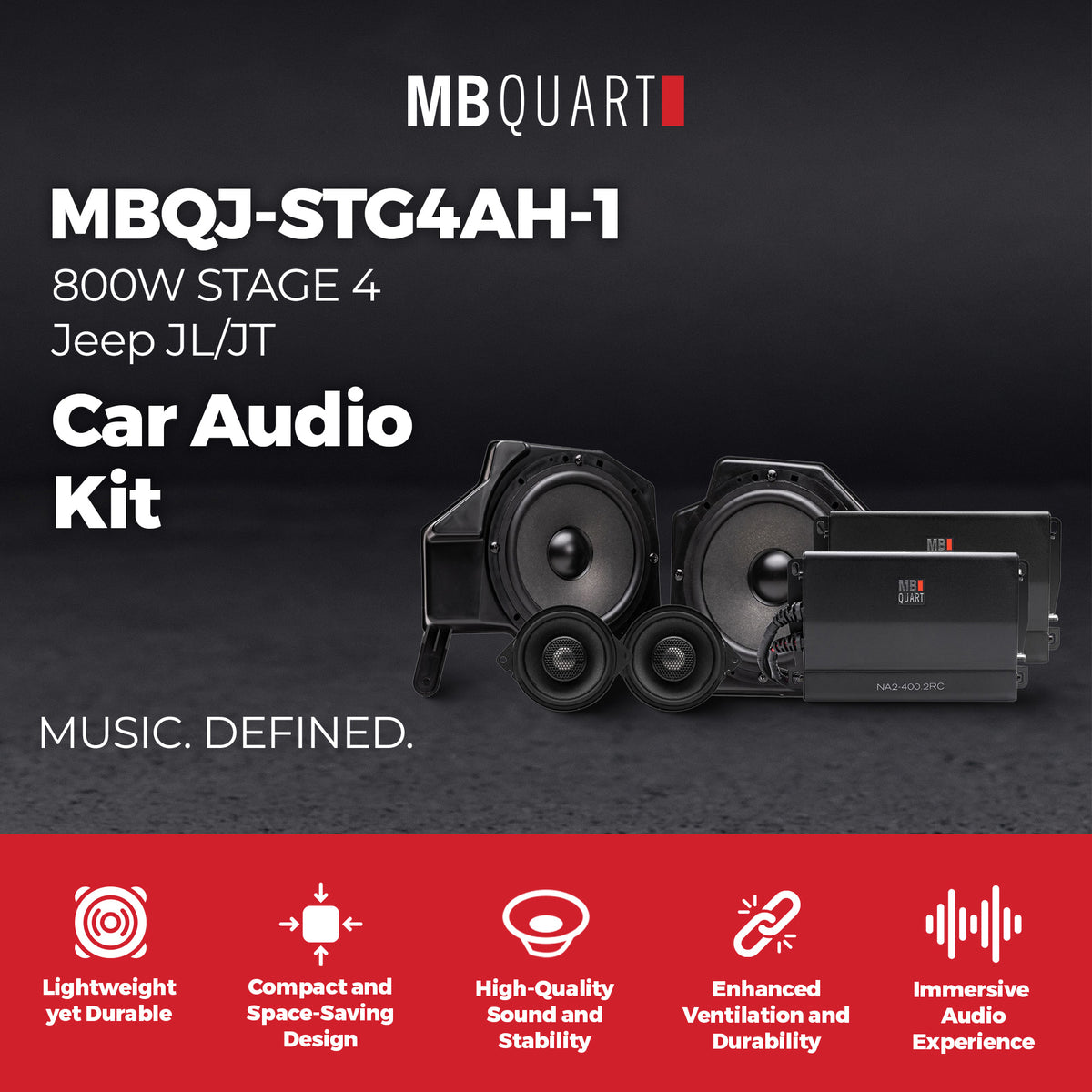 MB Quart Stage 4 Audio System for Jeep Wrangler JL 18-26/Gladiator JT 20-26
