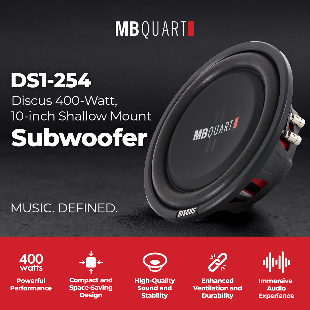 2) MB Quart DS1-254 800 Watt 4 Ohm Shallow Slim Subwoofers Car Truck DVC Subs