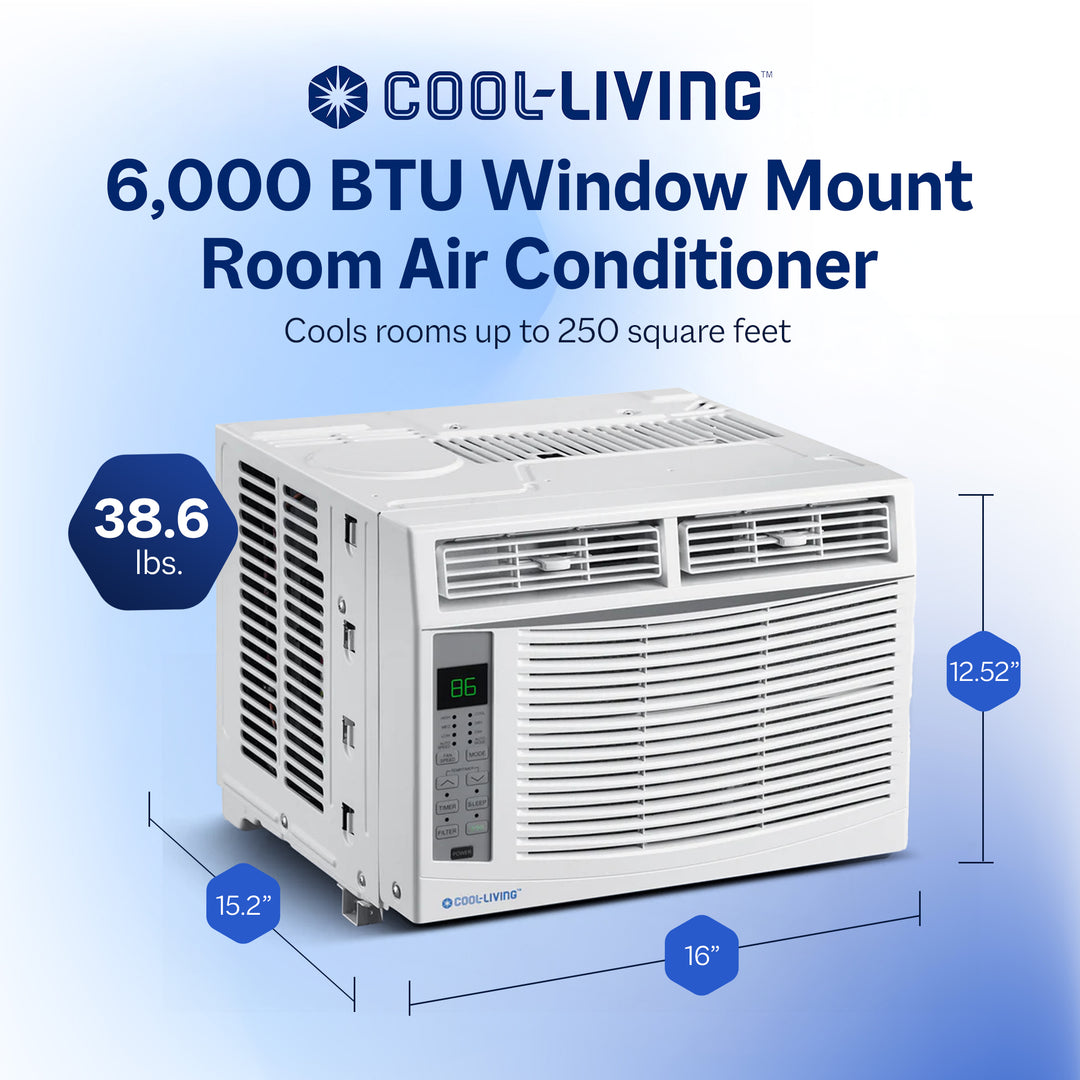 Cool-Living 6,000 BTU Window Mount Room Air Conditioner with Installation Kit