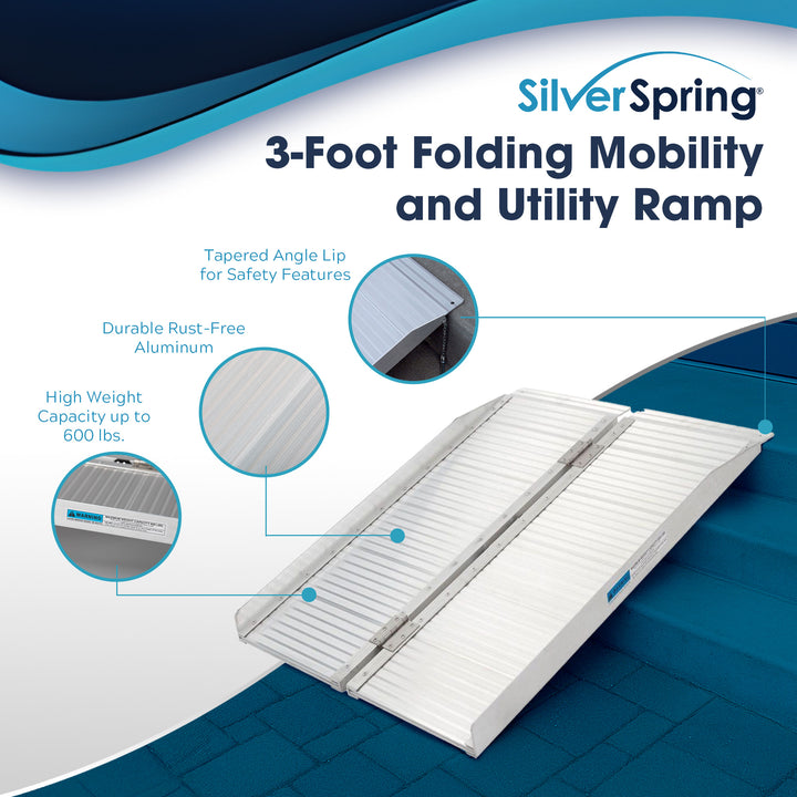 Silver Spring Mobility and Utility Ramp, 3' Single Fold w/ 600 lb Capacity(Used)