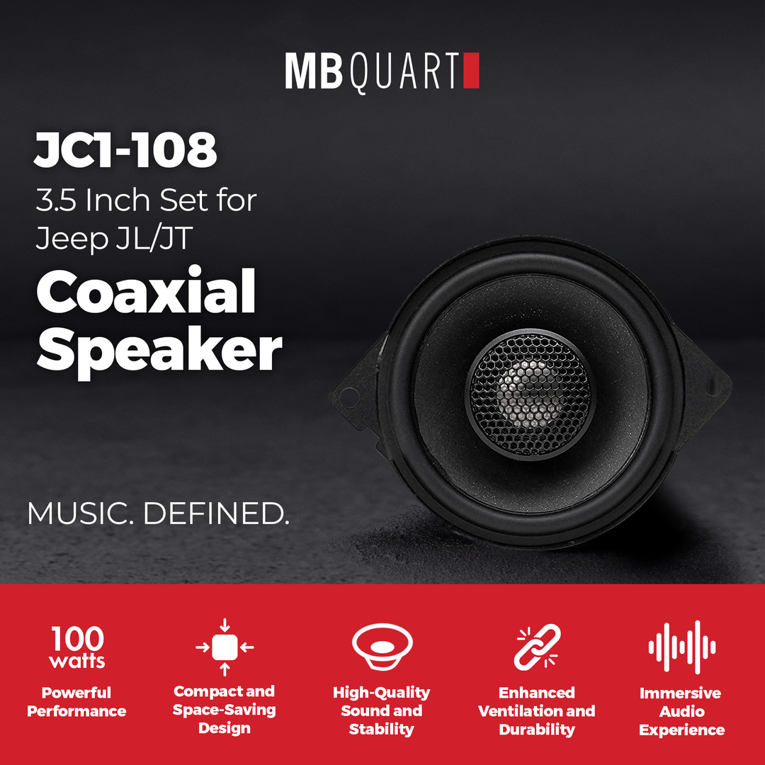 MB Quart 3.5" Coaxial Speaker Set for Jeep JL/JT, Direct Fit Car Audio Upgrade