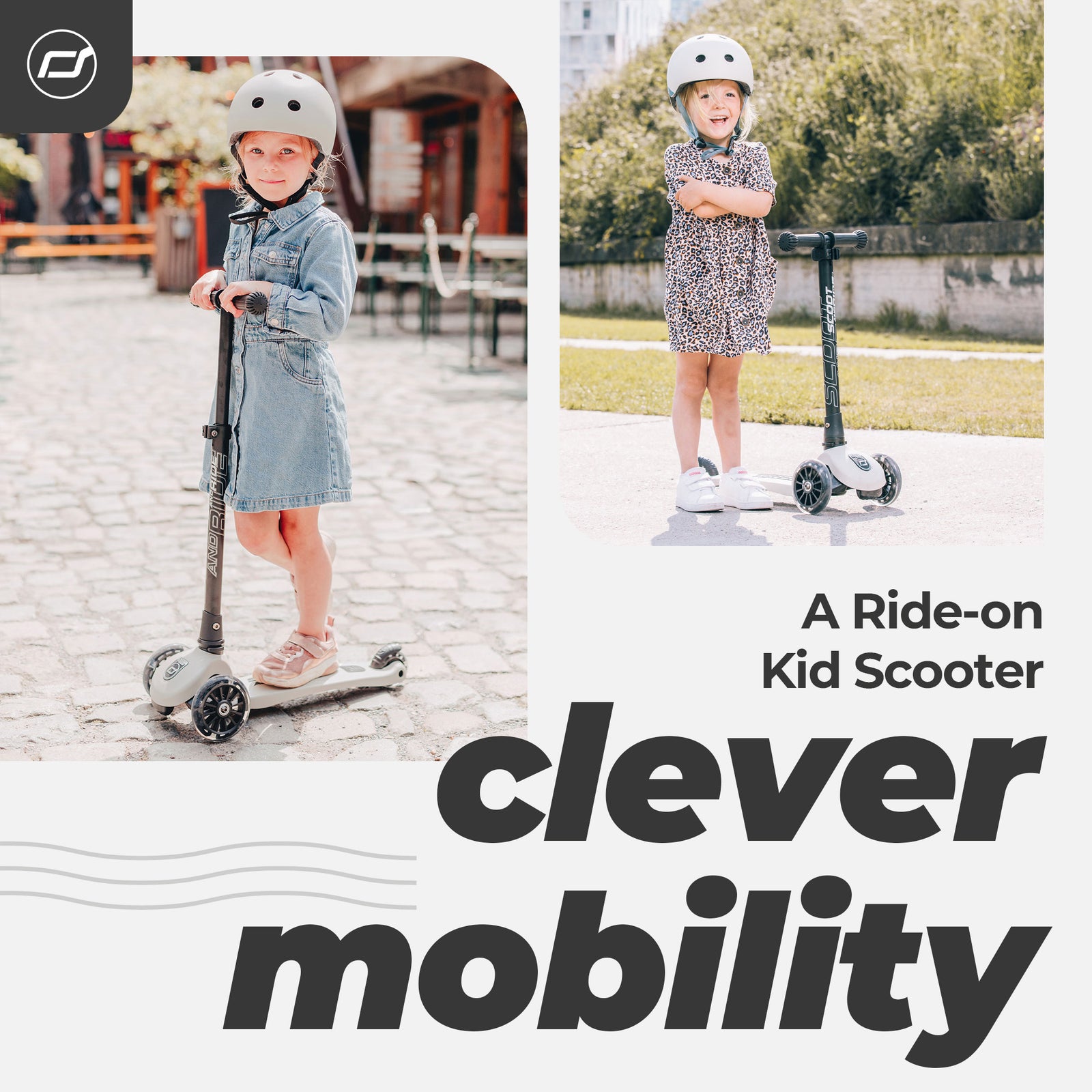 Scoot & Ride Stand-up Push Scooter for Ages 3-6, Highwaykick 3, Ash (Open Box) - VMInnovations