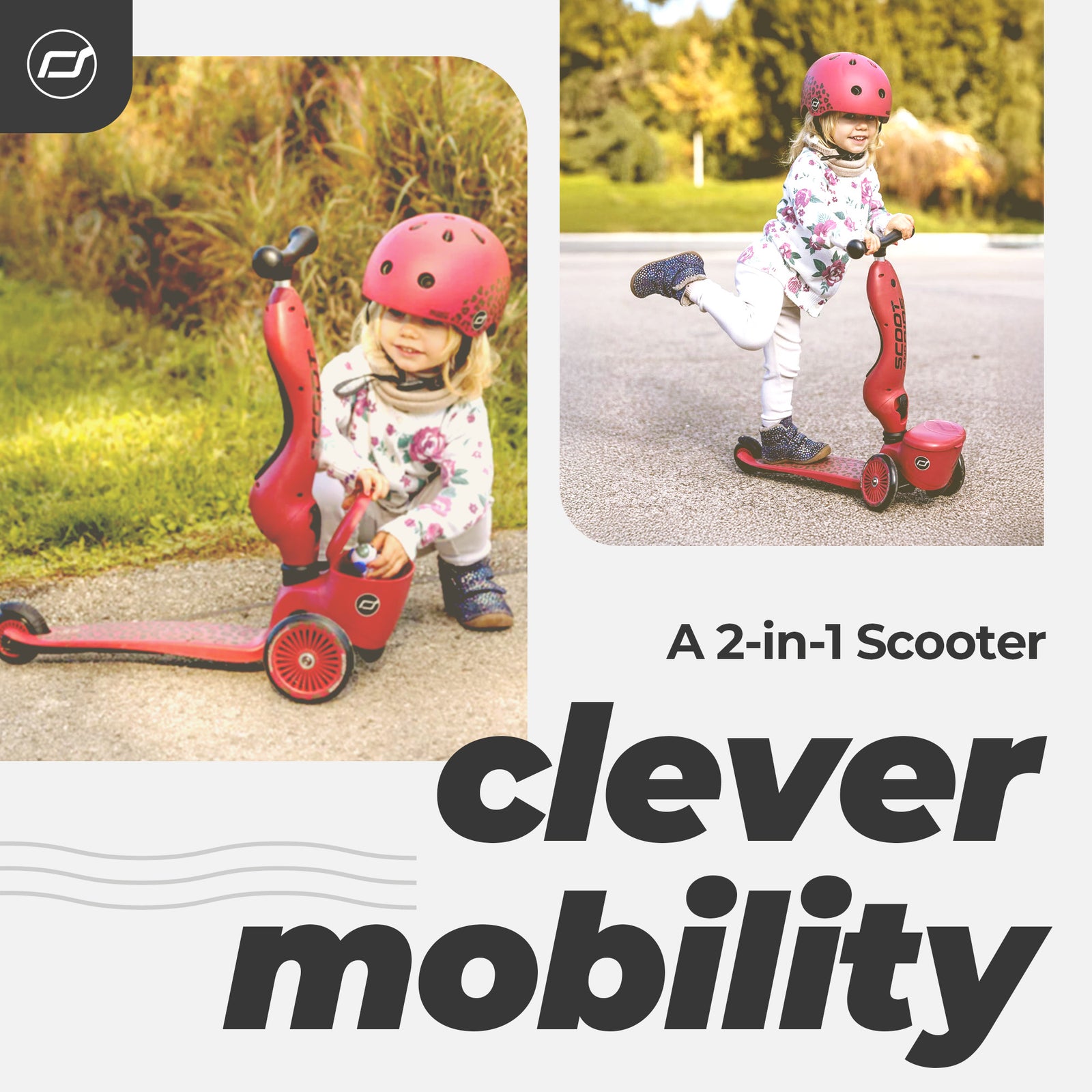 Scoot & Ride 2-in-1 Kids Scooter with Basket, Highwaykick 1 Lifestyle, Wildcat - VMInnovations