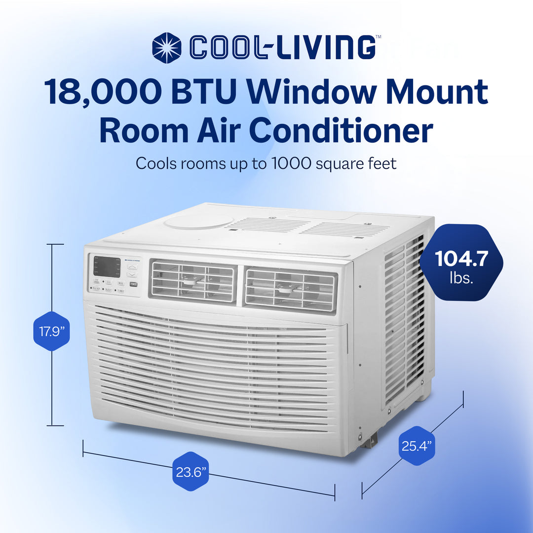Cool-Living 18,000 BTU Window Mount Room Air Conditioner with Installation Kit - VMInnovations