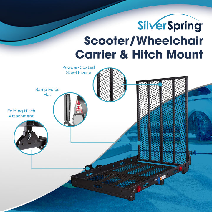 Silver Spring Folding Scooter/Wheelchair Carrier w/Ramp & Hitch Mount (Open Box)
