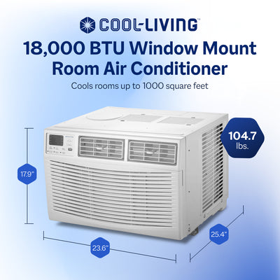 Cool-Living 18,000 BTU Window Mount Room Air Conditioner with Installation Kit