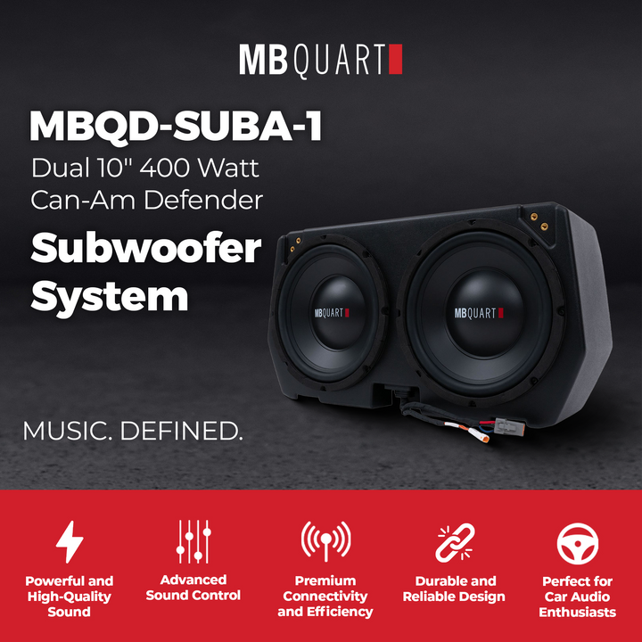 MB Quart Can-Am Defender Audio Upgrade, 400 Watt Dual 10-Inch Subwoofer System
