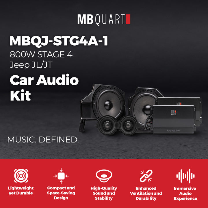 MB Quart MBQJ-STG4A-1 800W STAGE 4 Jeep JL/JT Car Audio Kit, OEM Factory Radio - VMInnovations