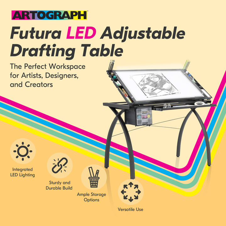 Artograph Light Table for Artists w/Storage & Dimmable Glass Work Top (Open Box)