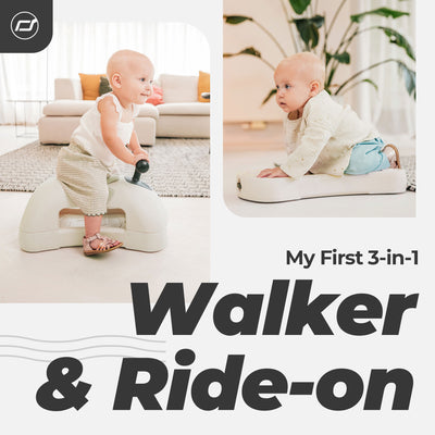 Scoot & Ride My First 3 in 1 Walker, Ride On, & Scoot Board, Sand (Open Box) - VMInnovations