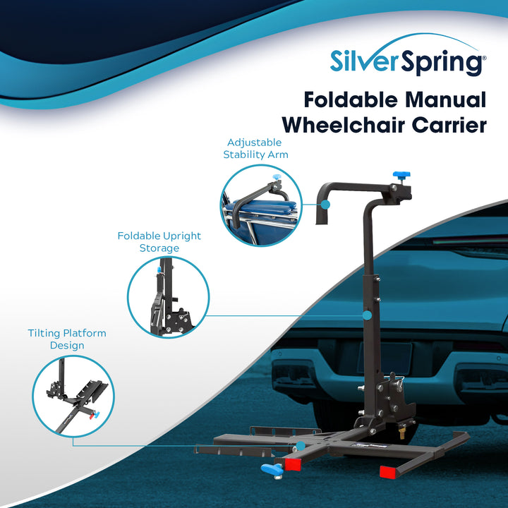 Silver Spring Foldable Manual Wheelchair Carrier Platform with Hitch Ball Mount