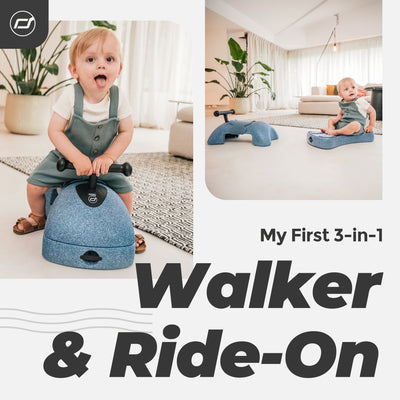 Scoot & Ride 3 in 1 Walker, Ride On & Scoot Board w/Storage, Steel (Open Box) - VMInnovations