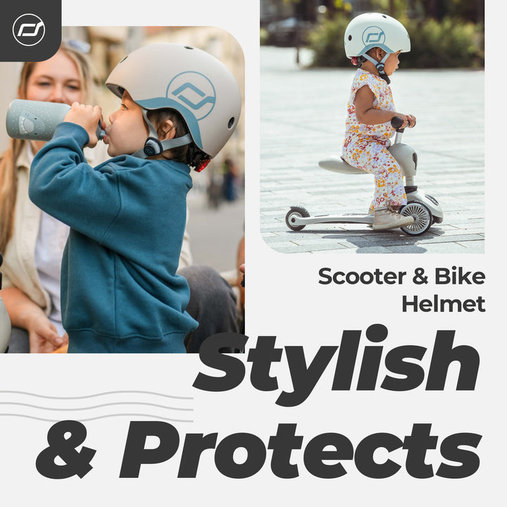Scoot & Ride Toddler Kids Bike and Scooter Helmet with LED Light, XXS, Ash