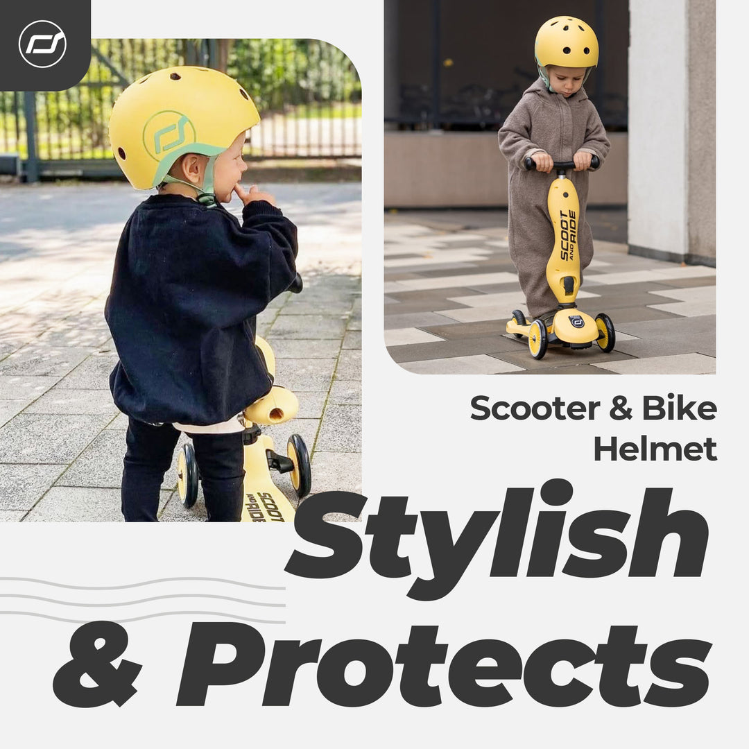 Scoot & Ride Toddler Kids Bike and Scooter Helmet with LED Light, XXS, Lemon