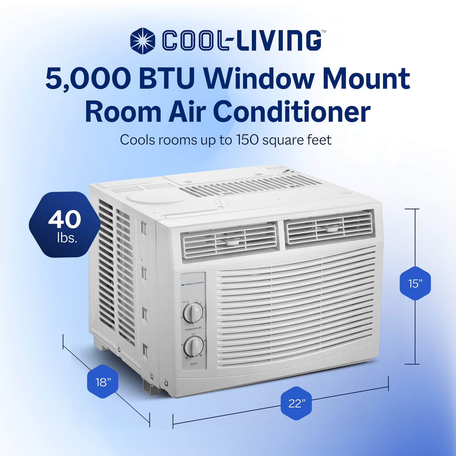 Cool-Living 5,000 BTU Window Mount Air Conditioner w/Installation Kit (Open Box) - VMInnovations