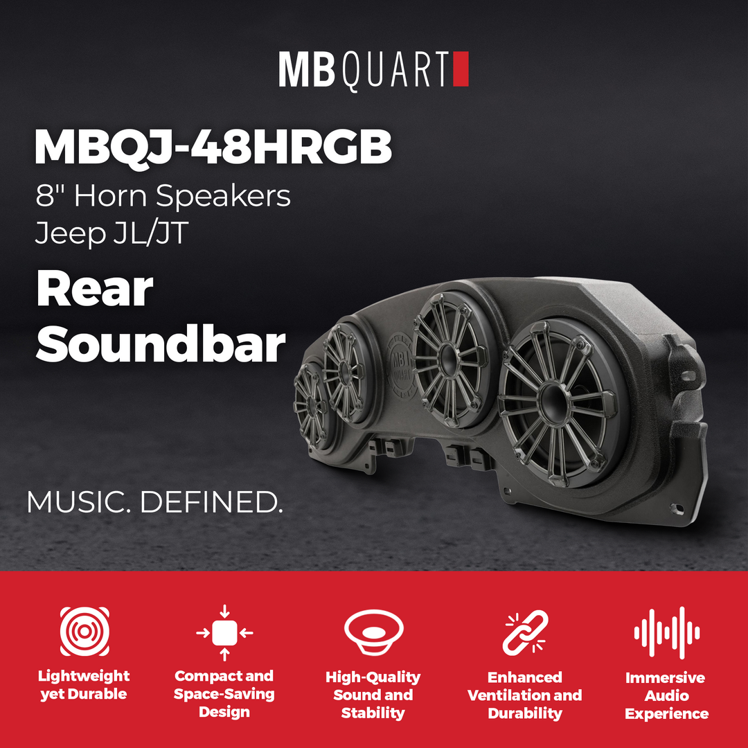 MB Quart MBQJ-48HRGB Jeep JL/JT Rear Soundbar w/ 8" Horn Speakers & LED Light