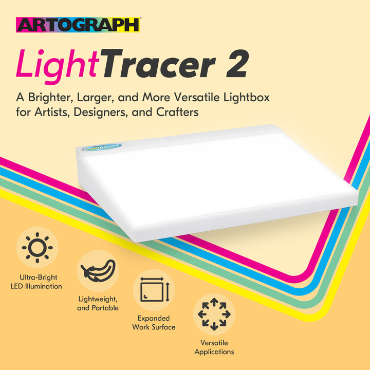 Artograph LightTracer 2 LED Lightbox, 12" x 18" Lighted Drawing Board w/Storage