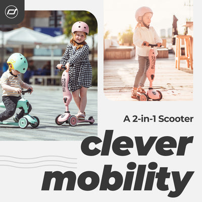 Scoot & Ride 2-in-1 Ride-On Scooter Highwaykick 1 and Kids Helmet XXS, Rose - VMInnovations
