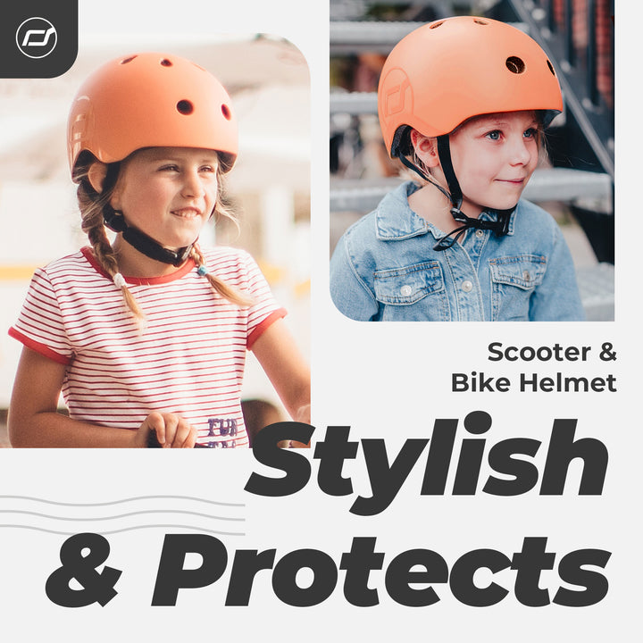 Scoot & Ride Toddler Kids Bike and Scooter Helmet with LED Light, S-M, Peach - VMInnovations