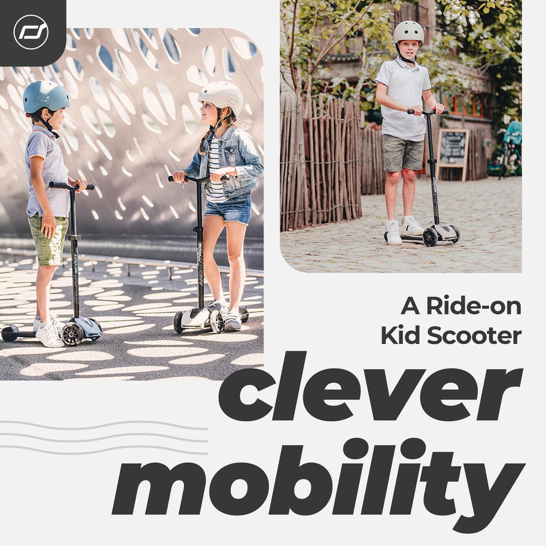 Scoot & Ride Highwaykick 5 Kids Adjustable Kick Scooter with LED Wheels, Ash - VMInnovations