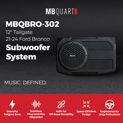 MB Quart 12" Tailgate Subwoofer System for 21-26 Ford Bronco, Tuned Audio, 400W