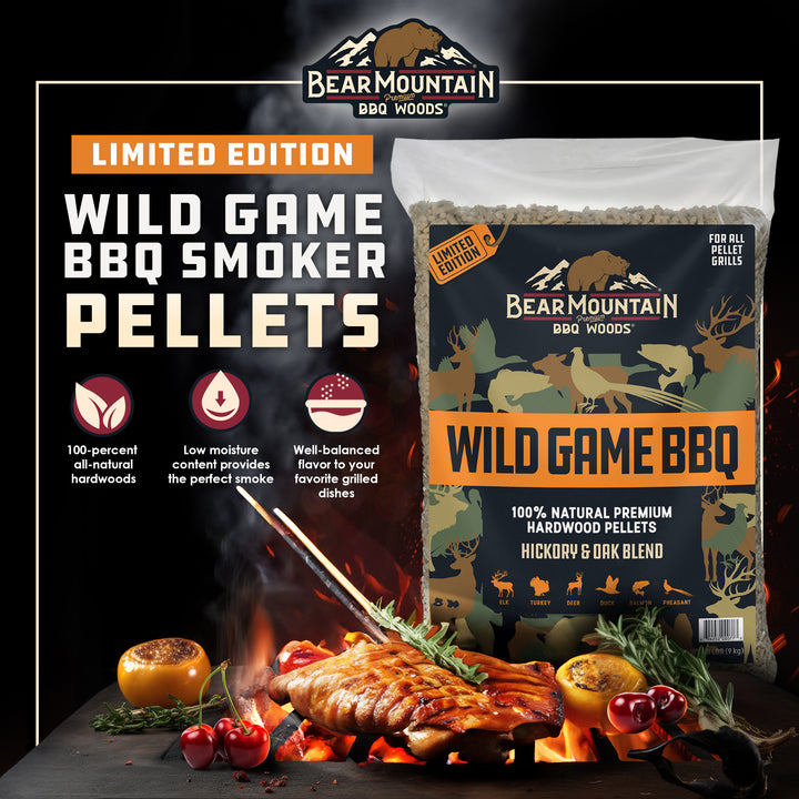 Bear Mountain Wild Game BBQ, Hickory and Oak Blend Smoker Pellets, 20 Pounds