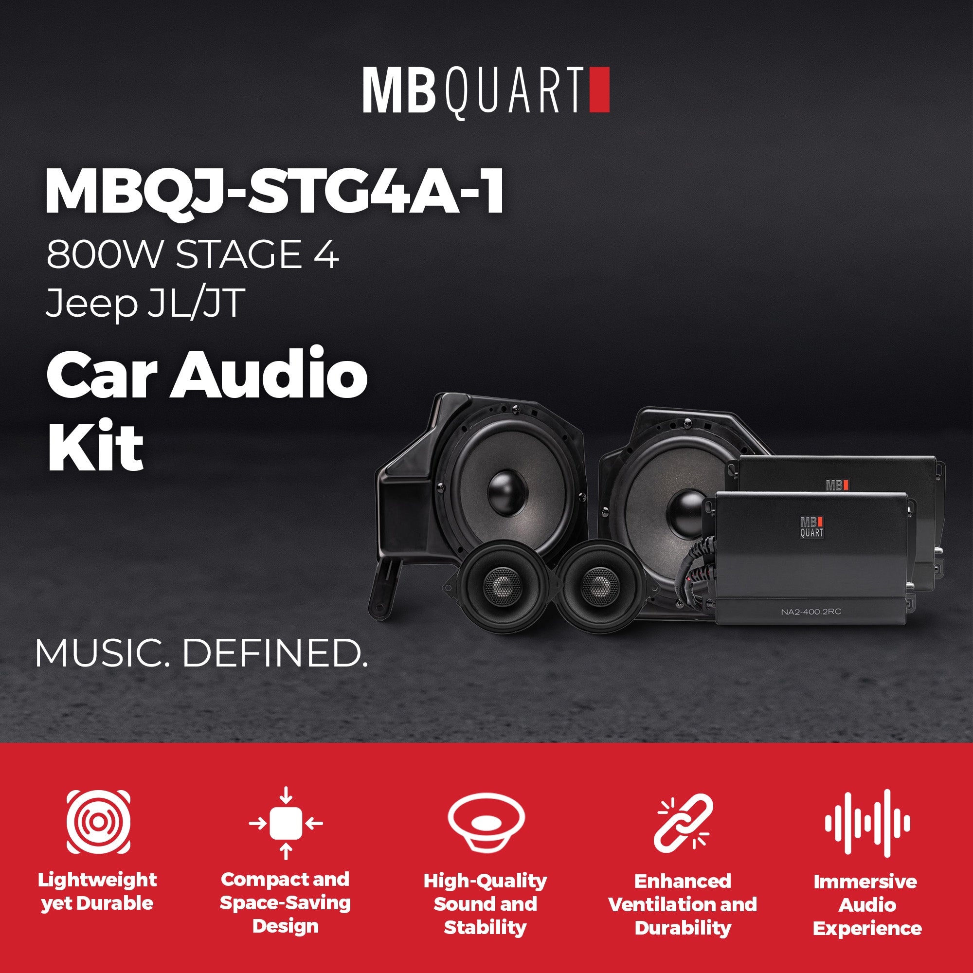 MB Quart Stage 4 Audio System for Jeep Wrangler JL 18-23/Gladiator JT 20-26 - VMInnovations