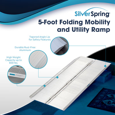 Silver Spring Mobility and Utility Ramp, 5 Foot Single Fold with 600 lb Capacity