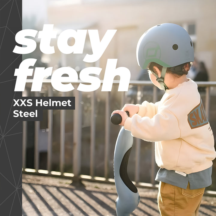 Scoot & Ride Toddler Kids Bike and Scooter Helmet with LED Light, XXS, Steel
