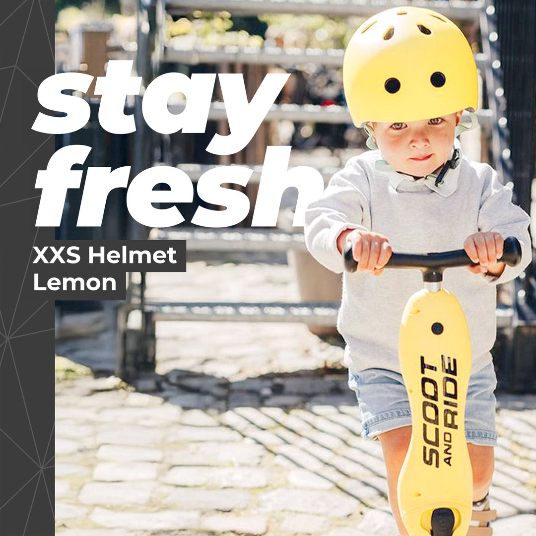 Scoot & Ride Toddler Kids Bike and Scooter Helmet with LED Light, XXS, Lemon
