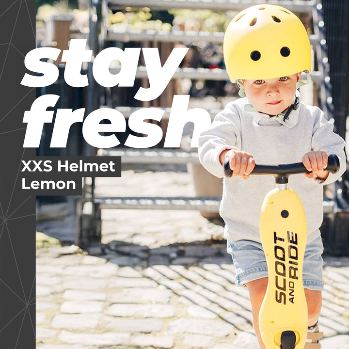 Scoot & Ride Toddler Kids Bike and Scooter Helmet with LED Light, XXS, Lemon