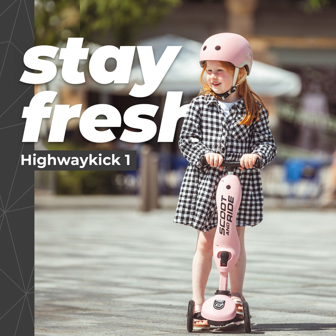 Scoot & Ride 2-in-1 Ride-On & Stand Kids Scooter, Ages 1-5, Highwaykick 1, Rose