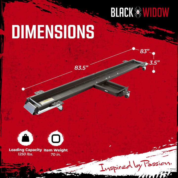 Black Widow Motorcycle Dolly with Front and Rear Gates for Loading and Unloading