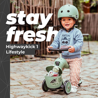 Scoot & Ride 2-in-1 Kids Scooter with Basket, Highwaykick 1 Lifestyle, Green - VMInnovations