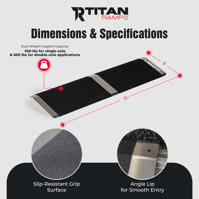 Titan Ramps 8" Aluminum Threshold Ramp for Doorways & Raised Landings (Open Box) - VMInnovations
