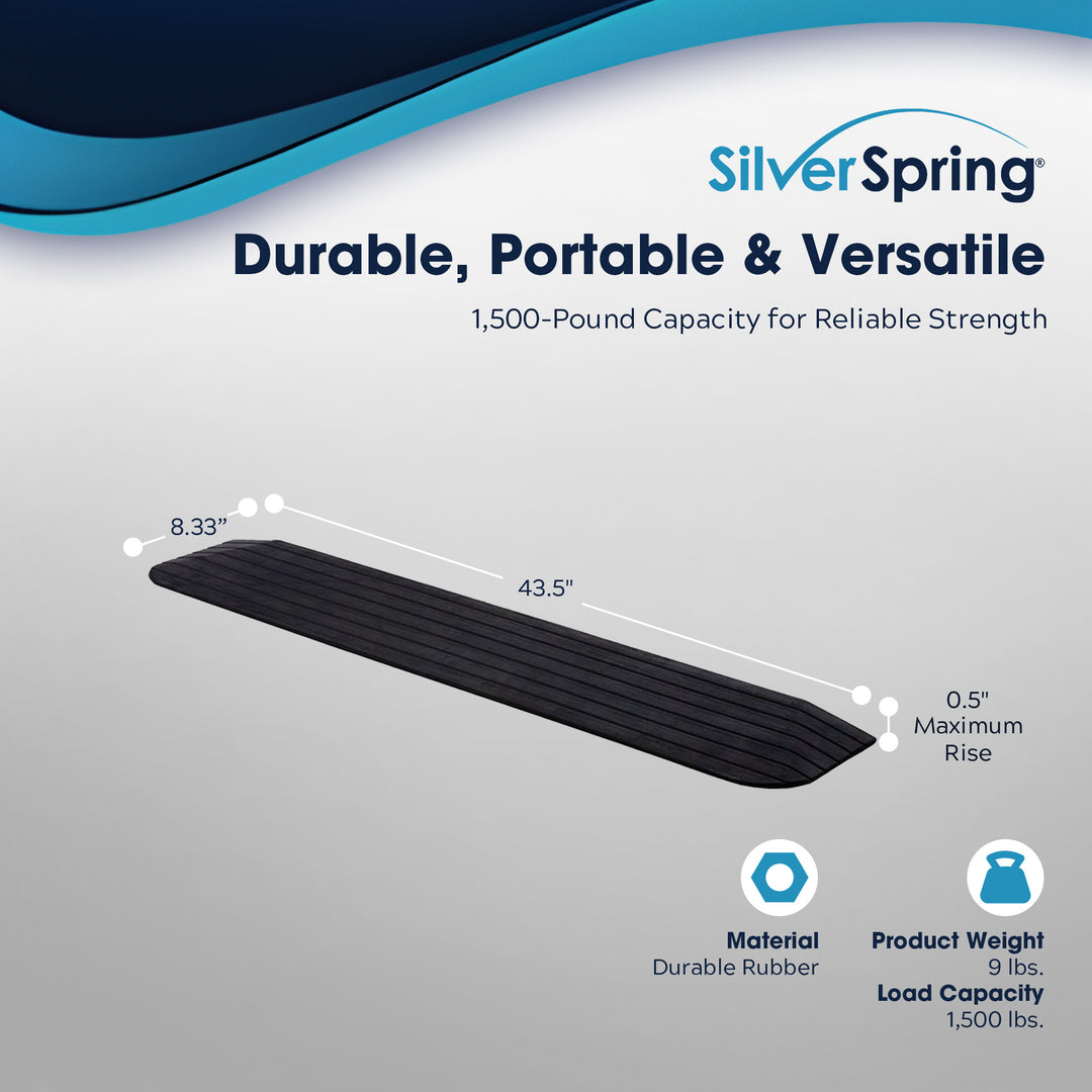 Silver Spring Rubber Threshold Ramp for Wheelchairs, 0.5" Rise (Open Box)