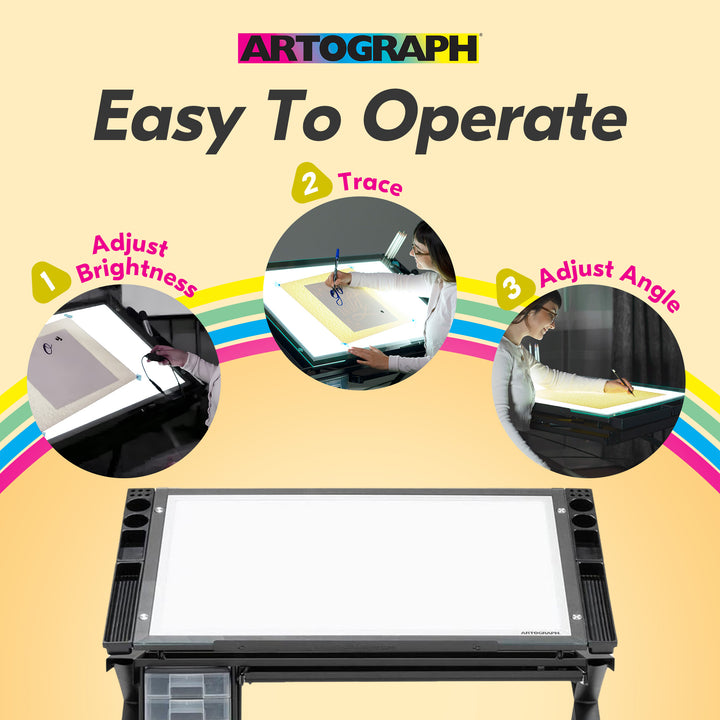 Artograph Light Table for Artists w/Storage & Dimmable Glass Work Top (Open Box)