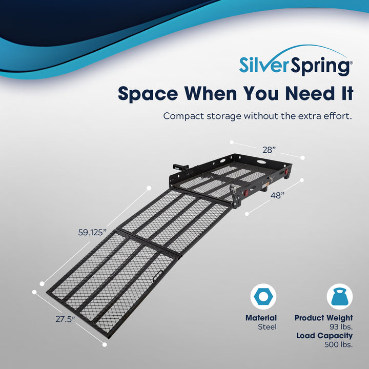 Silver Spring 48" x 28" Folding Steel Wheelchair Carrier with Ramp & Hitch Mount