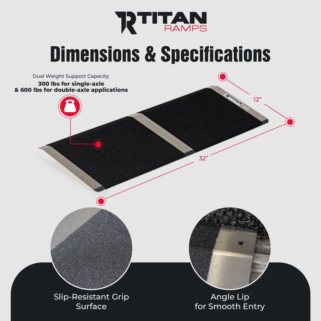 Titan Ramps 12 Inch Aluminum Threshold Ramp for Doorways, or Raised Landings - VMInnovations