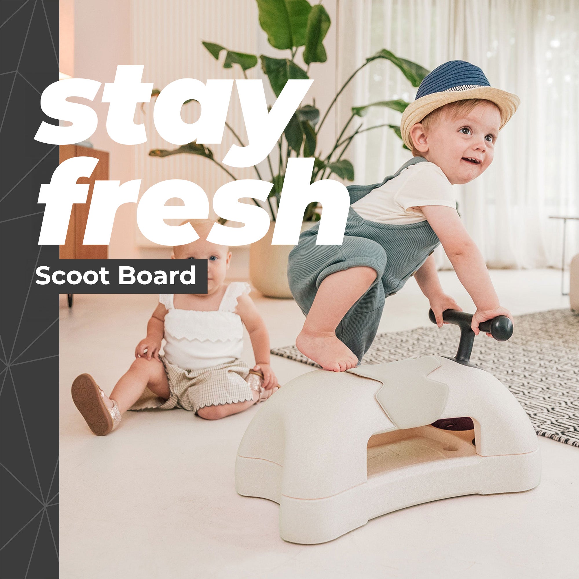 Scoot & Ride My First 3 in 1 Walker, Ride On, & Scoot Board, Sand (Open Box) - VMInnovations