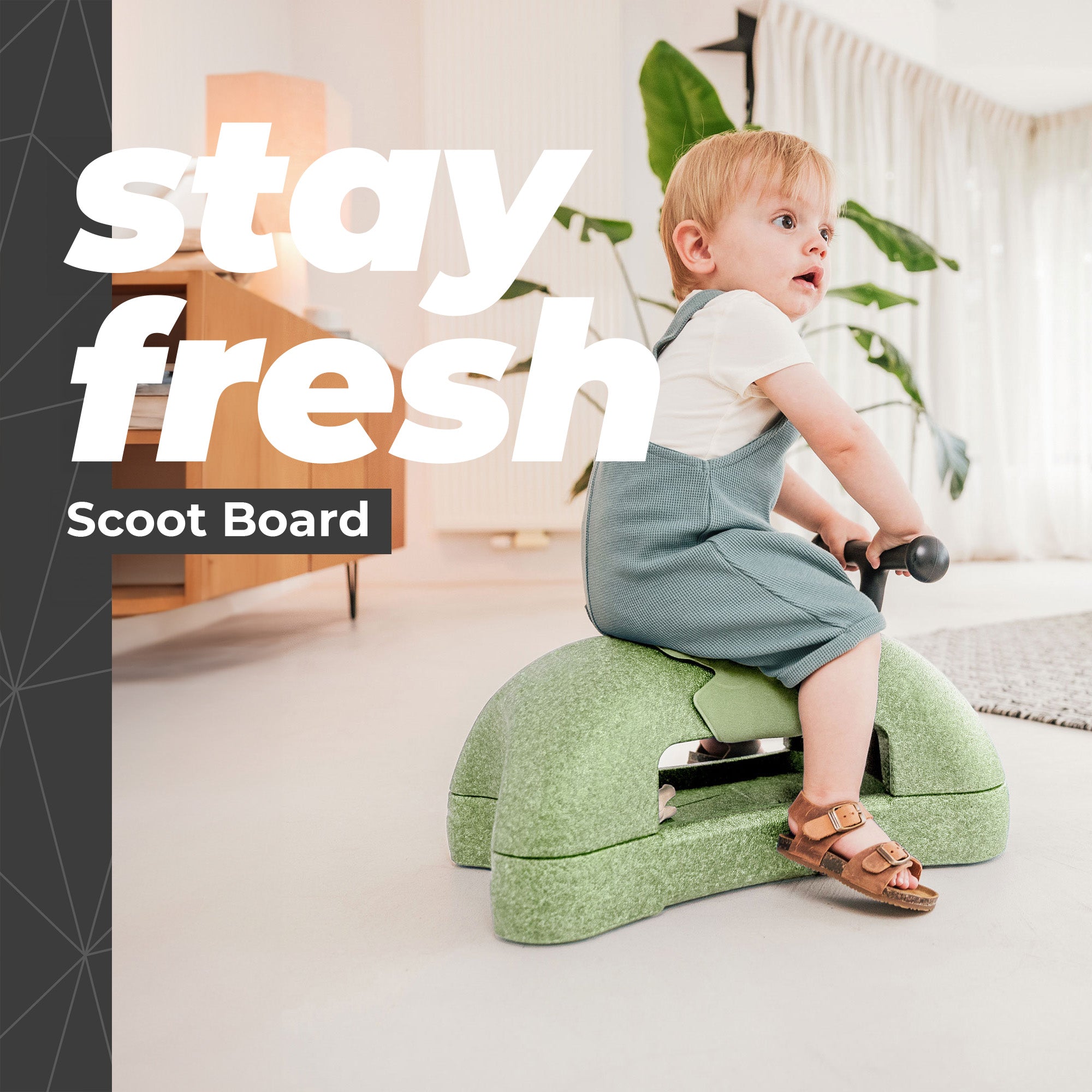 Scoot & Ride My First 3 in 1 Baby Walker, Ride On & Scoot Board w/Storage, Olive - VMInnovations