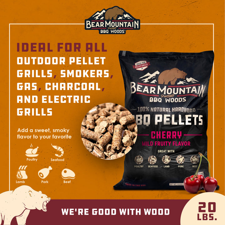 Bear Mountain BBQ Premium All-Natural Hardwood Cherry BBQ Smoker Pellets, 20 lbs